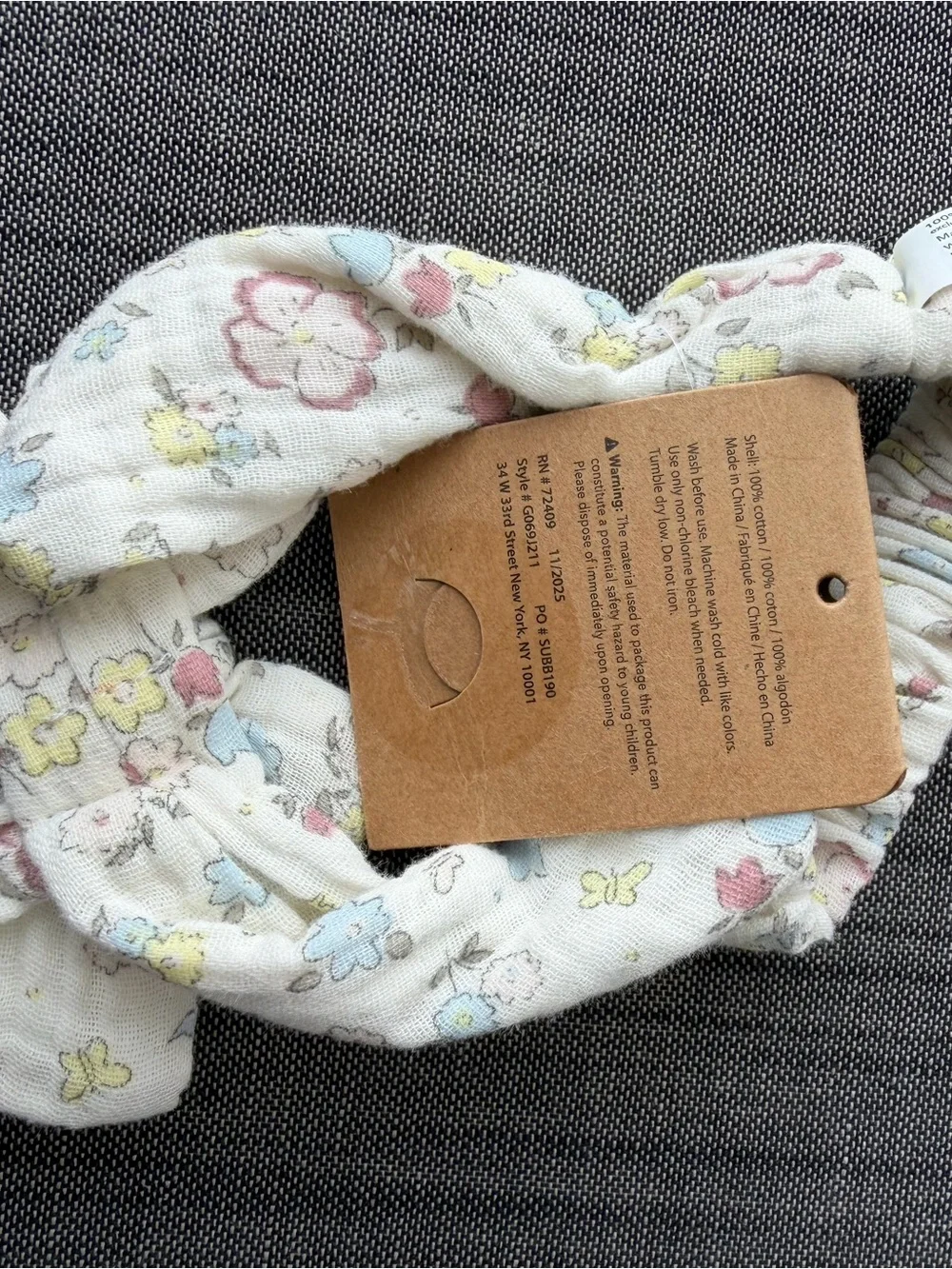Rabbit & Bear Organic Cream Floral Bow Headband for Kids